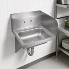 Thumbnail image #3 for John Boos Pro-Bowl PBHS-W-1410-SSR Wall-Mounted Stainless Steel Hand Wash Sink, 14 x 10 x 5 Bowl, Right Side Splash