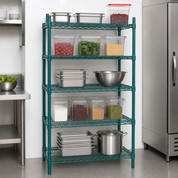 Product image #3 for Eagle Valu-Gard 5-Tier Stationary Starter Wire Shelving Unit, 24W x 18D x 86H, Green Epoxy