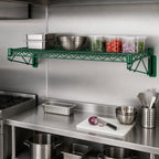 Thumbnail image #3 for Quantum WDWB2454P Wall-Mounted Cantilever Wire Shelf Kit, Single Shelf, 54"W x 24"D, Green Epoxy Antimicrobial Finish