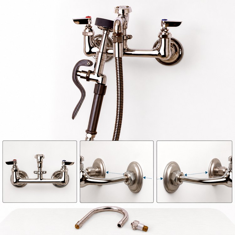 Product image #3 for T&S Brass B-2312 Wall-Mount Pot Filler Faucet with 44-Inch Hose and Quick-Disconnect Spray Accessories