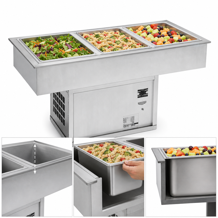 Product image #3 for Atlas Metal WCMD-C-6 Self-Contained Refrigerated 6-Pan Cold Food Drop-In Well