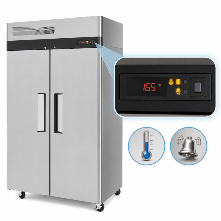 Product image #3 for Turbo Air M3 Series Two-Section Reach-In Heated Holding Cabinet, 42.9 Cu. Ft., Solid Hinged Doors, Universal Tray Slides