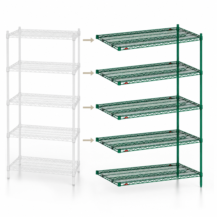 Product image #4 for Metro Super Erecta Add-On Wire Shelving Unit, 30 x 21 x 74 Inches, 5 Shelves, Metroseal 3 Epoxy-Coated