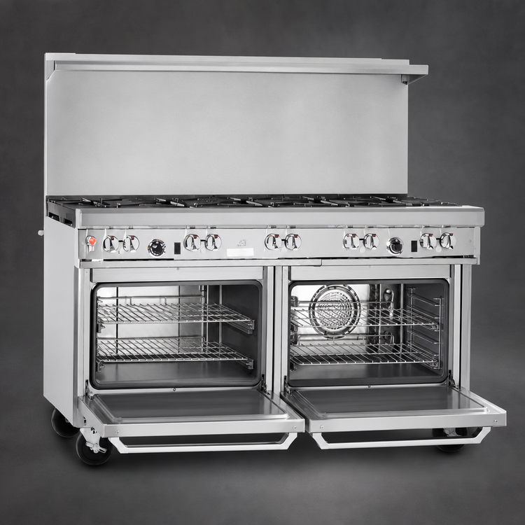 Product image #3 for Southbend Ultimate 60-Inch Gas Restaurant Range with Standard Oven and Convection Oven, Open Burner Top, and Backriser Shelf