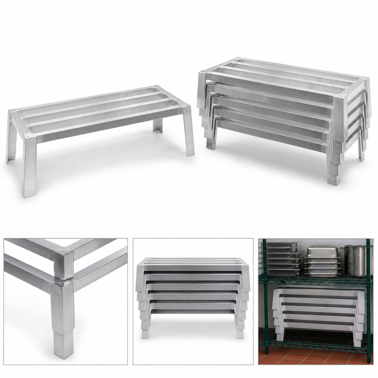 Product image #3 for Eagle Group Nesting Stackable Aluminum Dunnage Rack, Square Tubing, 48 x 20 x 12 Inches, 2700 lb Capacity