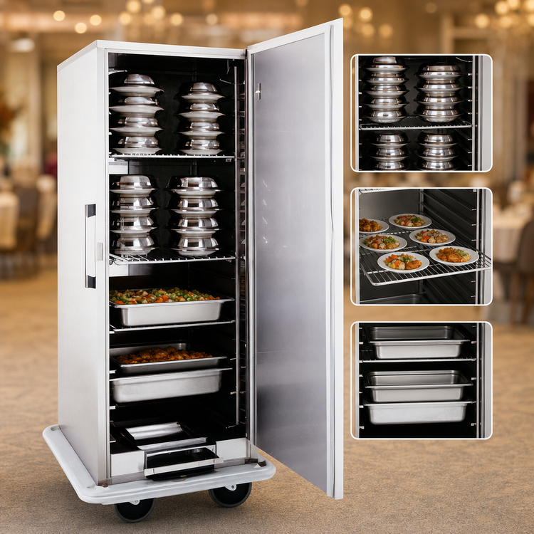 Product image #3 for Space-Saver Convertible Insulated Electric Banquet Cart Holding Cabinet, Single Door, 48 Plate Capacity