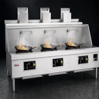 Thumbnail image #3 for Town Equipment York YF-3-SS 3-Chamber Gas Wok Range with Water-Cooled Top, Fiber Ceramic Insulation & Chinese Swing Faucets