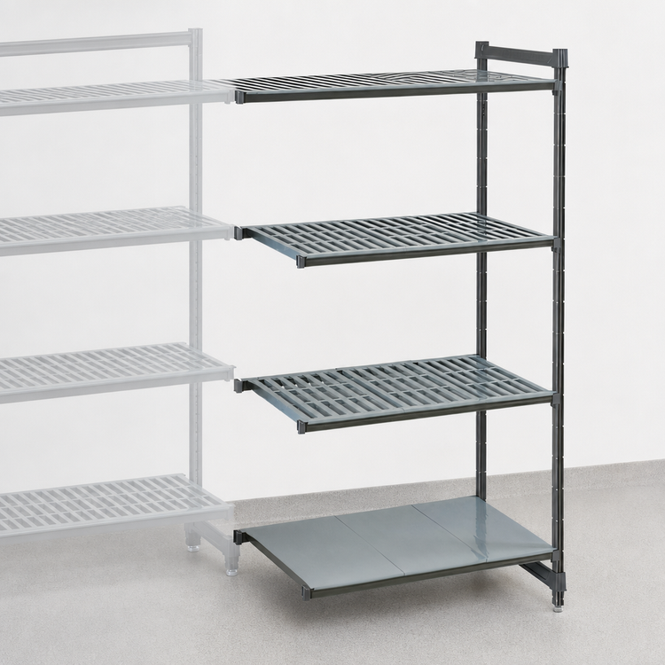 Product image #3 for Cambro Camshelving Basics Plus 4-Tier Add-On Polymer Shelving Unit, 42W x 24D x 64H, Brushed Graphite