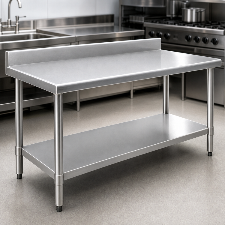 Product image #3 for Spec-Master Marine Series 30-Inch W x 24-Inch D Stainless Steel Work Table with 4-1/2-Inch Backsplash and Undershelf