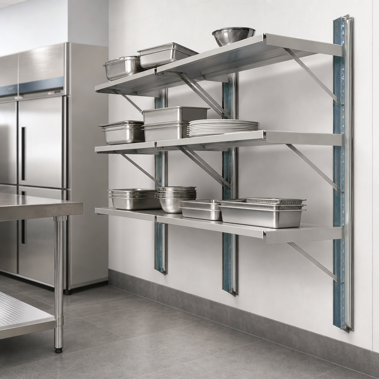 Product image #3 for Eagle Group NSF Aluminum Wall-Mounted Cantilever Shelving Standard Upright, 156 Inches High