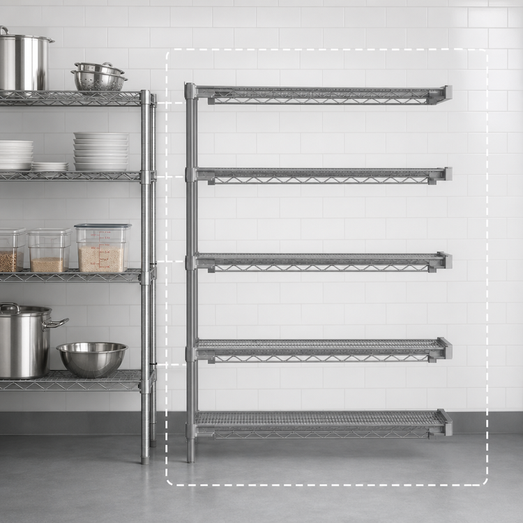 Product image #3 for Eagle Group Valu-Master 5-Tier Add-On Wire Shelving Unit, 60W x 18D x 86H, Pewter Gray Epoxy