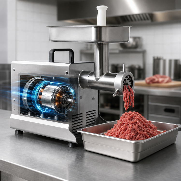 Product image #3 for Omcan #32 Stainless Steel Countertop Electric Meat Grinder, 1.5 HP