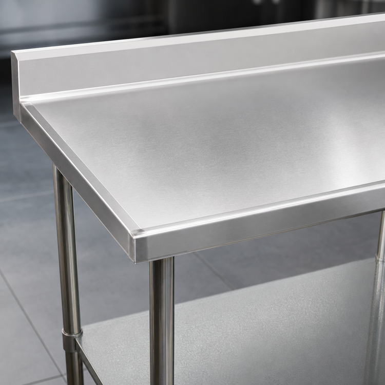 Product image #3 for Eagle Spec-Master Marine Series 48 x 24-Inch 14-Gauge 300 Series Stainless Steel Work Table with 4-1/2-Inch Backsplash and Galvanized Undershelf