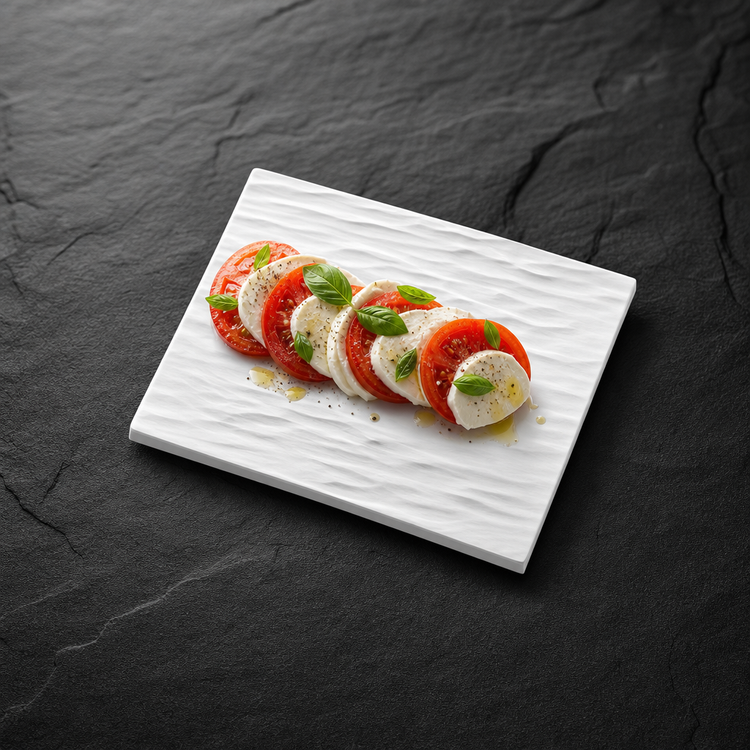 Product image #3 for American Metalcraft Rectangular Melamine Serving Platter with Faux Slate Look, 10 x 8-1/4 Inch, White