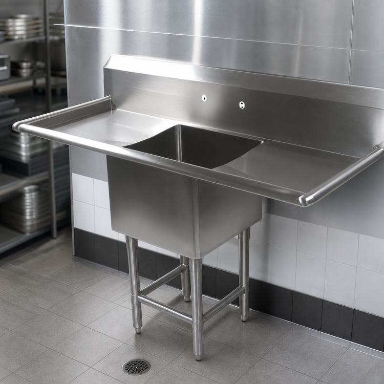 Product image #3 for John Boos Pro-Bowl 1-Compartment Stainless Steel Sink with Dual 24-Inch Drainboards and 10-Inch Backsplash