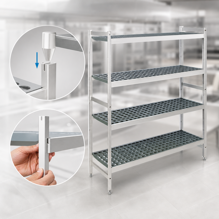 Product image #3 for Fermostock 4-Tier Stationary Starter Polymer Shelving Unit, 59" W x 18" D x 71" H