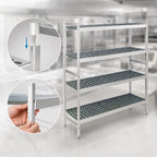 Thumbnail image #3 for Fermod Fermostock 4R59B71 4-Tier Stationary Starter Polymer Shelving Unit, 59" W x 18" D x 71" H, Gray, Perforated