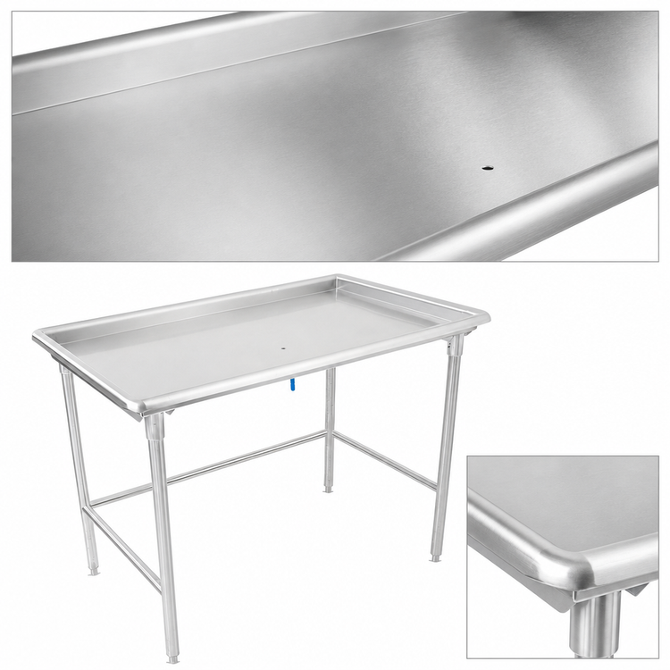 Product image #3 for John Boos 60-7/8 Inch Stainless Steel Sorting Table with Raised Edge and Open Base