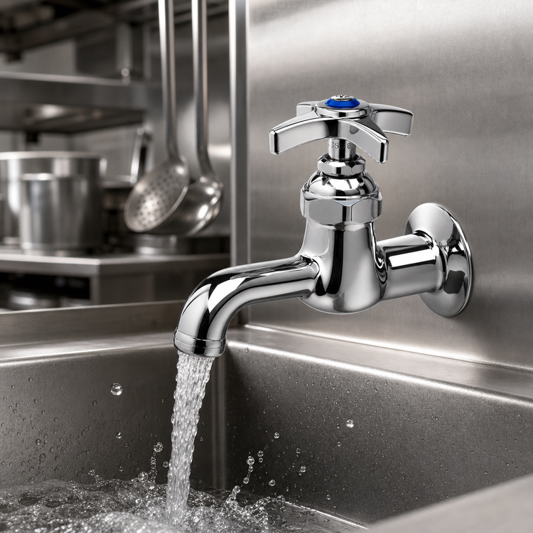 Product image #3 for Heavy-Duty Single Sink Wall-Mount Faucet, 1/2 Inch IPS Female Inlet, 4 Inch Spout Reach