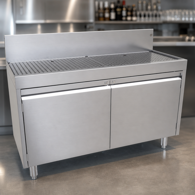Product image #3 for Glastender DBCA-48 48-Inch Stainless Steel Underbar Drainboard Cabinet Base with Hinged Doors