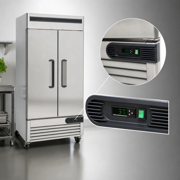 Product image #3 for Migali Competitor Series Two-Section Reach-In Refrigerator, 35 Cu. Ft., Bottom Mount, Solid Hinged Doors
