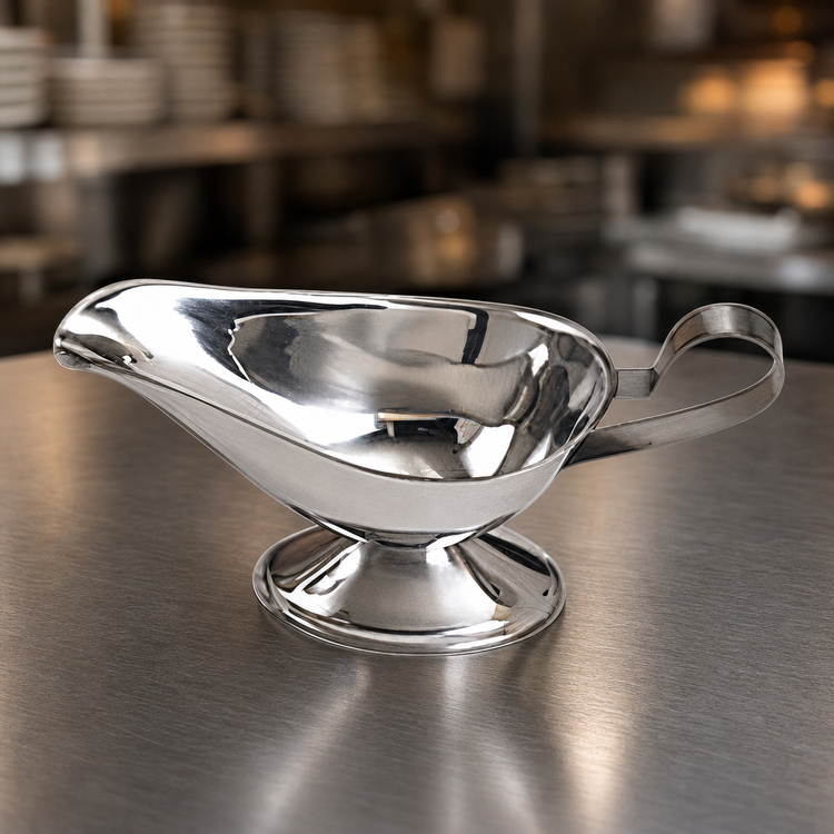 Product image #3 for American Metalcraft Stainless Steel 5 oz Gravy Boat with Flat Loop Handle and Tapered Spout
