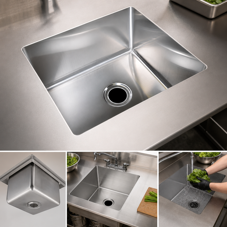 Product image #3 for John Boos Weld-In Undermount Sink Bowl, 1-Compartment, 16 x 18 x 12 Inches, 14-Gauge Stainless Steel