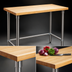 Thumbnail image #3 for 96-Inch x 24-Inch Hardwood Top Work Table with Stainless Steel Tubular Base