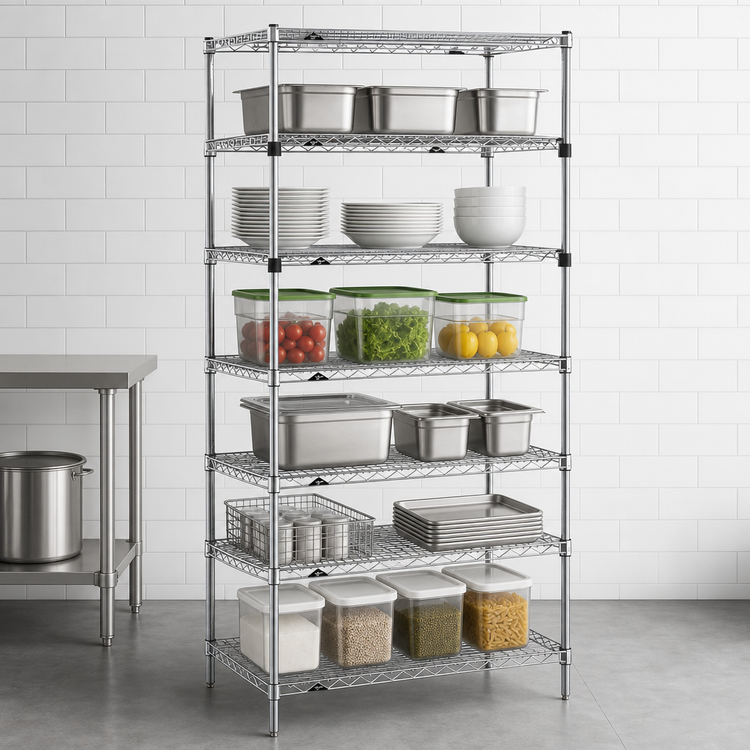 Product image #3 for Metro Super Erecta 6-Tier Stationary Starter Wire Shelving Unit, 36"W x 24"D x 74"H, Chrome Plated