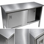 Thumbnail image #3 for John Boos EBSS4-24132 Enclosed Stainless Steel Work Table with Sliding Doors, 132 x 24 in, 14-Gauge 300 Series Flat Top
