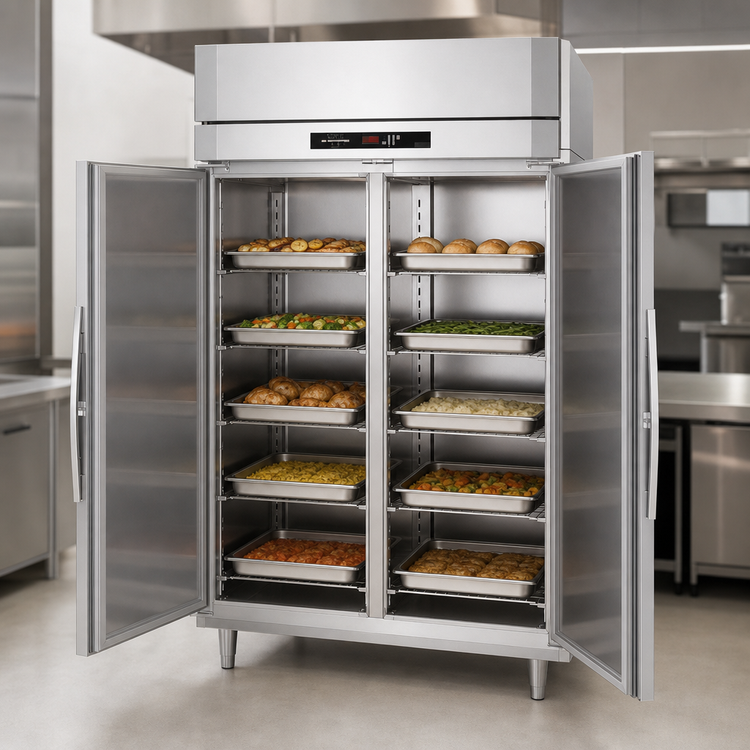 Product image #3 for Victory UltraSpec™ Two-Section Reach-In Heated Holding Cabinet, Standard Depth, Stainless Steel
