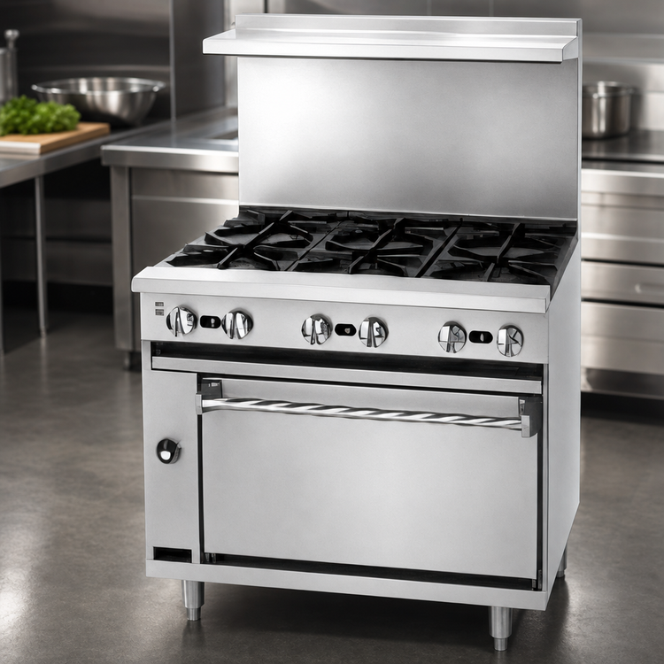 Product image #3 for Jade Range Bistro JBR-12G-4 36 Inch Gas Restaurant Range with 4 Open Burners and 12 Inch Griddle, Cabinet Base