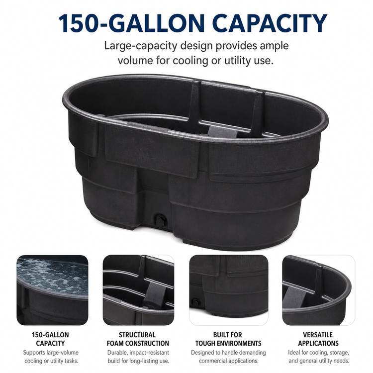 Product image #3 for Rubbermaid Commercial Products 150 Gallon Black Structural Foam Stock Tank