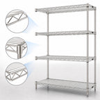 Thumbnail image #3 for Eagle Group A4-63-2442S 4-Tier Add-On Wire Shelving Unit, 42"W x 24"D x 63"H, Stainless Steel Finish
