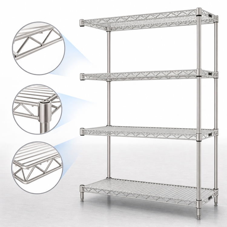 Product image #3 for Eagle Group Add-On 4-Tier Wire Shelving Unit, 42 x 24 x 63 Inches, Stainless Steel Finish