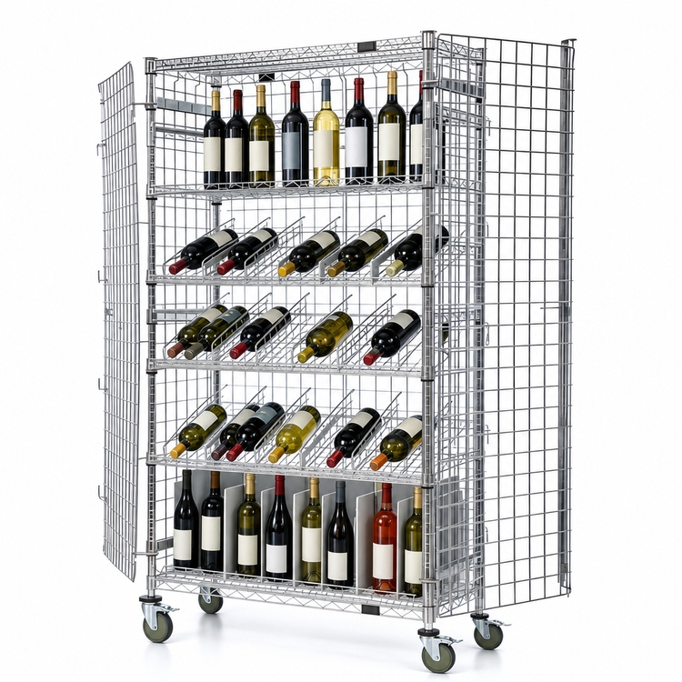Product image #3 for Quantum Mobile Mixed Wine Storage Security Unit, 36W x 69H, Chrome Plated