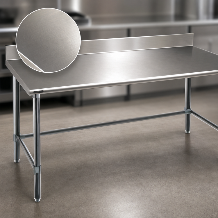 Product image #3 for Eagle Group Budget Series 72" x 30" 430 Stainless Steel Work Table with 4-1/2" Backsplash and Galvanized Tubular Base