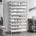 Thumbnail image #3 for Quantum 36 Inch W x 24 Inch D x 74 Inch H Chrome Plated Bin Wire Shelving System with 12 Wire Shelves and 55 Clear Bins