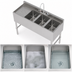 Thumbnail image #3 for Sapphire Manufacturing 48-Inch Three-Compartment Left Drainboard Underbar Bar Sink with Faucet and Overflow Kit