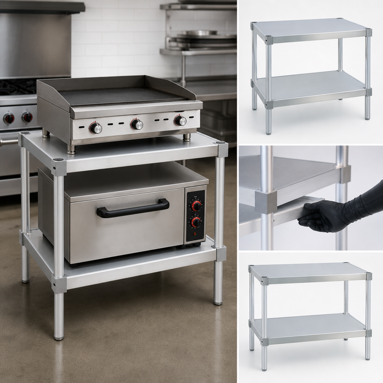 Product image #3 for New Age Stationary Modular Aluminum Equipment Stand with 2 Adjustable Solid Shelves, 24 x 15 x 36 Inches