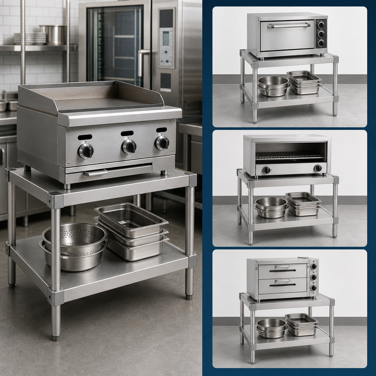 Product image #3 for New Age Modular Aluminum Stationary Equipment Stand, 30 x 20 x 36 Inches, 2 Adjustable Solid Shelves