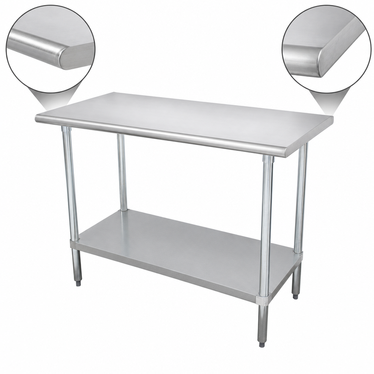Product image #3 for Advance Tabco Special Value Series 72" x 36" Flat Top Stainless Steel Work Table with Adjustable Undershelf