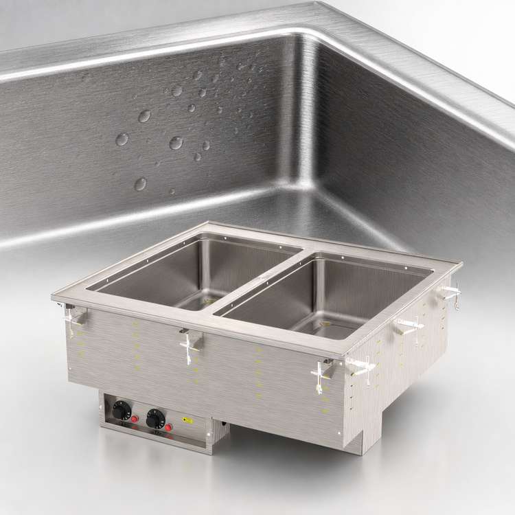 Product image #3 for Vollrath Two-Well Modular Drop-In Hot Food Well with 316 Stainless Steel Wells, Thermostatic, 208-240V