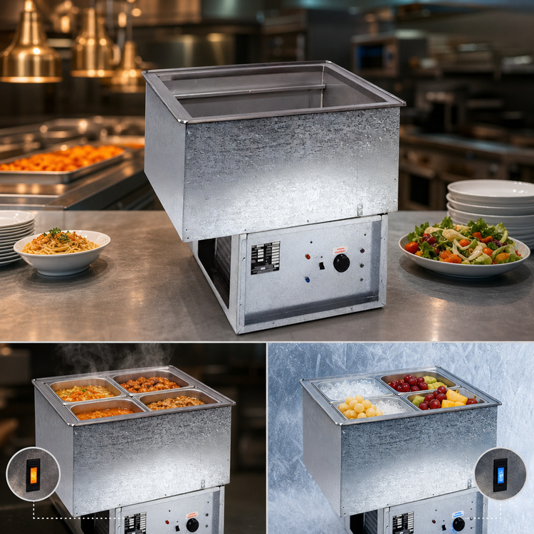 Product image #3 for Atlas Metal RM-HP-4 4-Pan Hot/Cold Drop-In Food Well with Remote Refrigeration