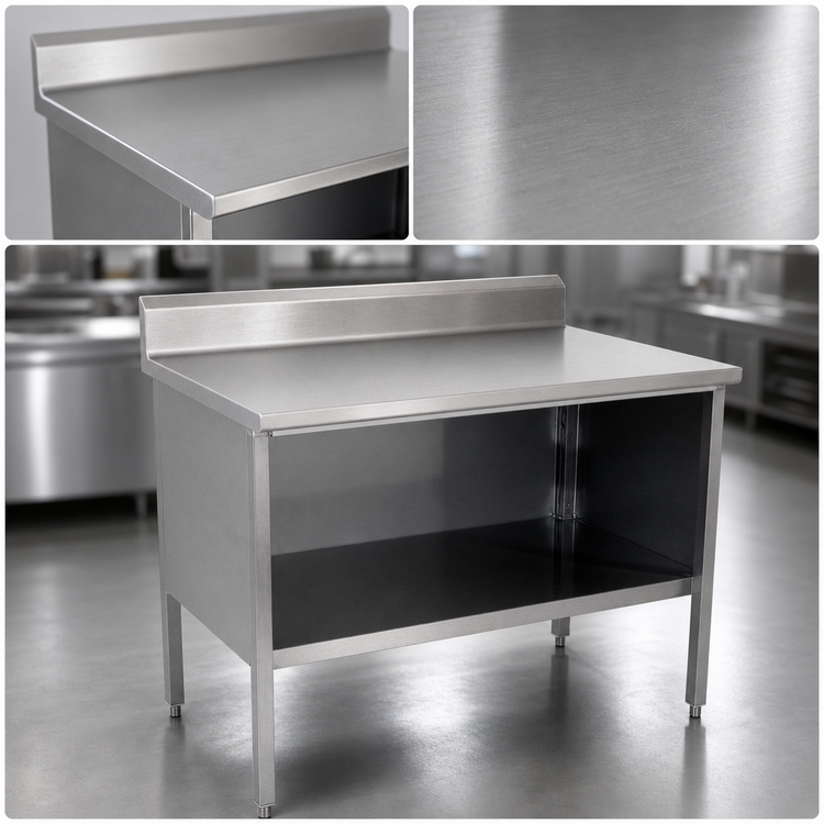 Product image #3 for John Boos Open Front Enclosed Base Work Table, 108 x 24 Inch, 14-Gauge Stainless Steel Top