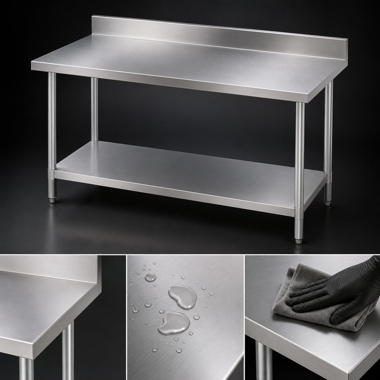 Product image #3 for Turbo Air 72-Inch x 24-Inch 304 Stainless Steel Work Table with Adjustable Undershelf and Rear Up-Turn