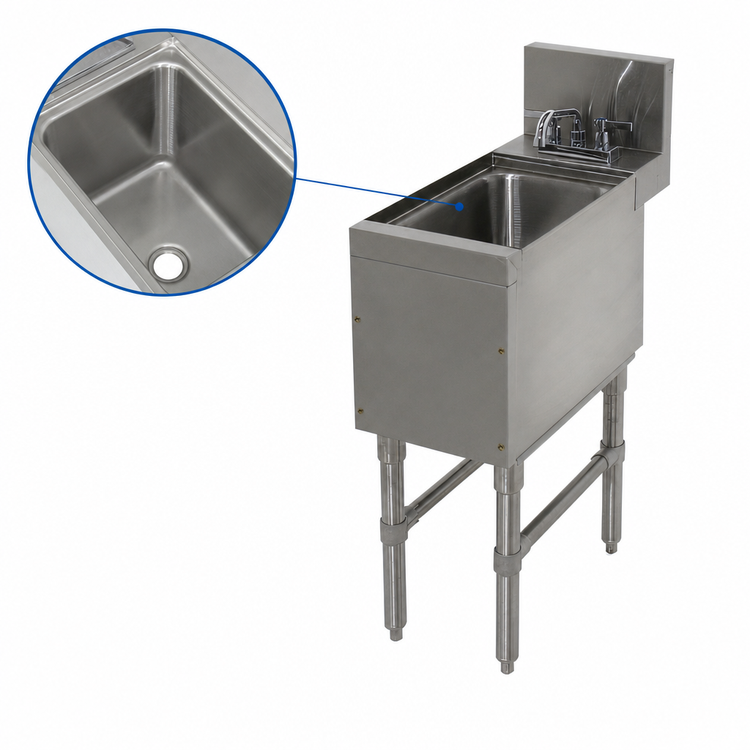 Product image #3 for Advance Tabco Prestige Supreme Freestanding Underbar Hand Sink with Deck-Mount Faucet