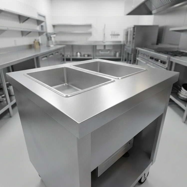 Product image #2 for Thurmaduke TFCP-32PG-N7 32" Mobile 2-Section Flush Mount Cold Pan Unit with Self-Contained R290 Refrigeration