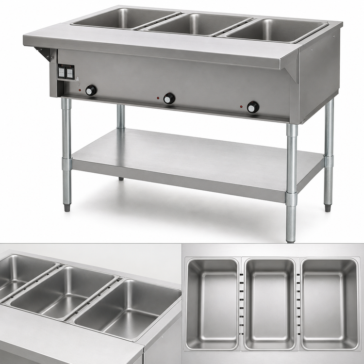 Product image #3 for Eagle Group Electric Open Base Hot Food Table, 48-Inch, 3-Well, 208V
