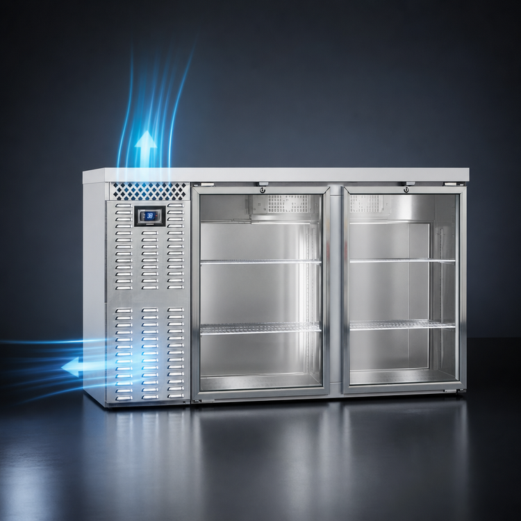 Product image #3 for Continental Refrigerator BB59SNSSGDPT 59" Shallow Depth Pass-Thru Refrigerated Back Bar Cooler with Glass Doors